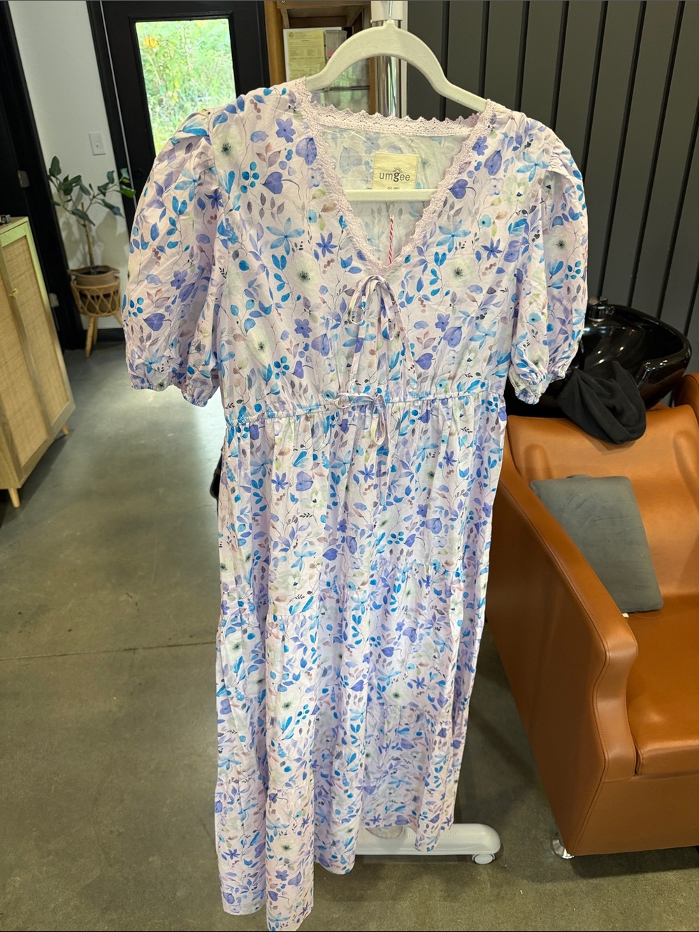 Umgee Lavender and Blue Floral Midi Dress